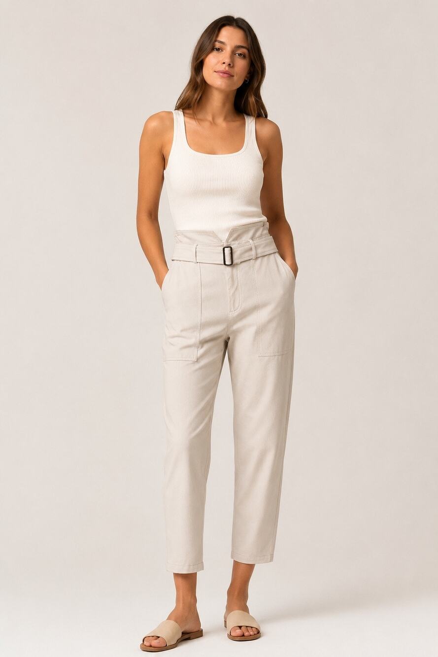 Banana Republic BR Belted Utility Tapered Pants – Ivory/Cream – Size 10